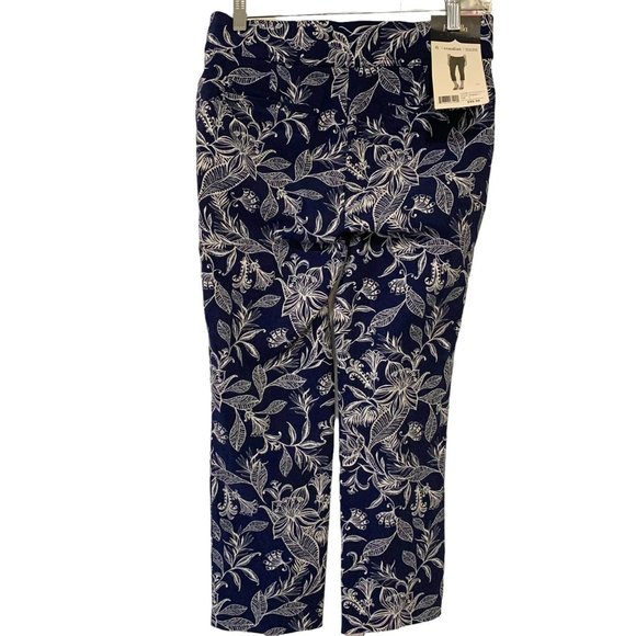 RAFAELLA Comfort Capris Pullon Blue White Floral 6 - Picture 1 of 7